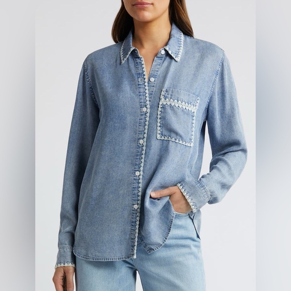 Rails Tops - Rails Saya Button Up Tencel Shirt With Embroidered Details XS NWT